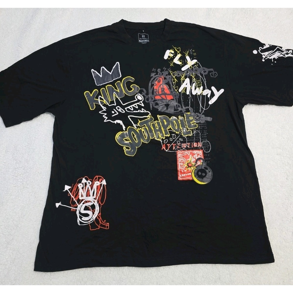 Southpole Black T-shirt" King Of The Street" Graffiti Y2K  Size 4XB